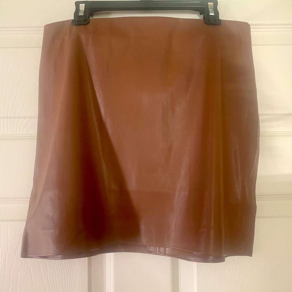 Brand New Brown Vegan Leather Miniskirt